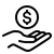 Payment icon with hand holding coin