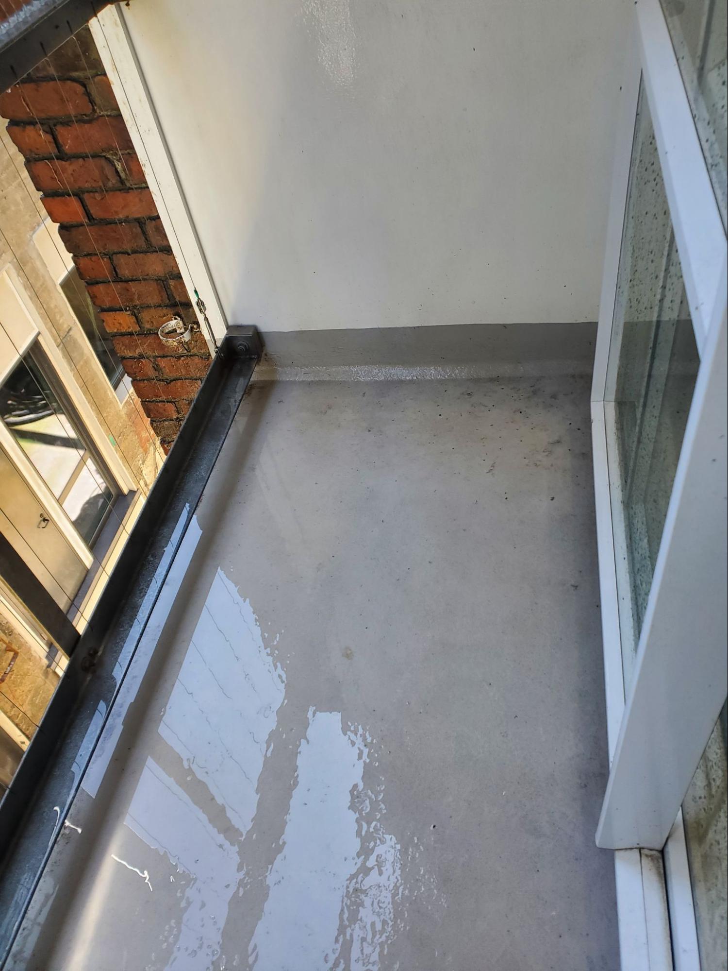 Balcony floor freshly washed
